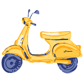 Illustration d'un scooter jaune : symbole d'une assurance moto abordable pour les expatriés en Indonésie