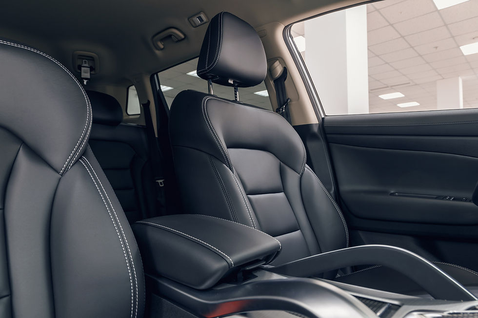 Interior view of a modern vehicle with leather seats