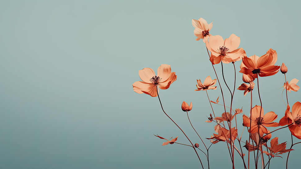 Scène de fleurs orange