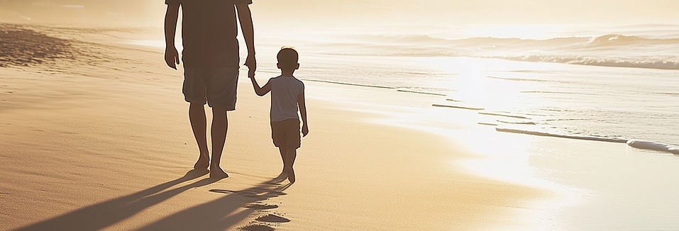 Father and child walking