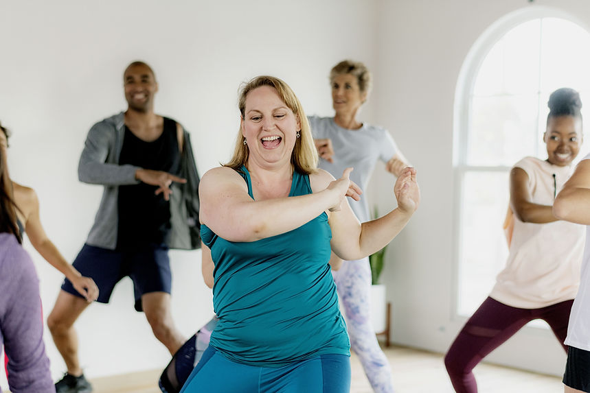 Aula de dança em grupo