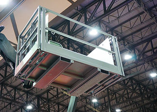Elevated work platform with railing