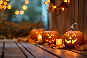 Halloween pumpkins on the front porch