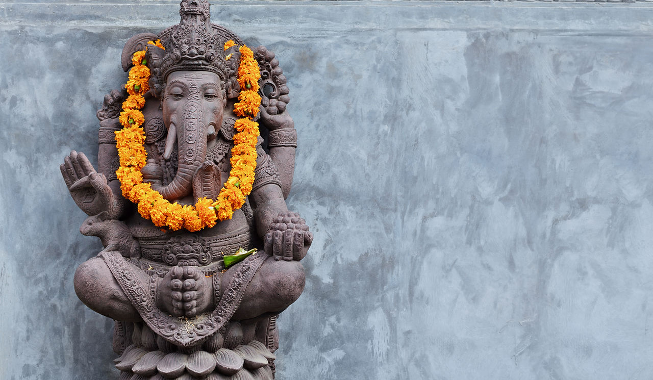 Ganesha Statue with Marigolds