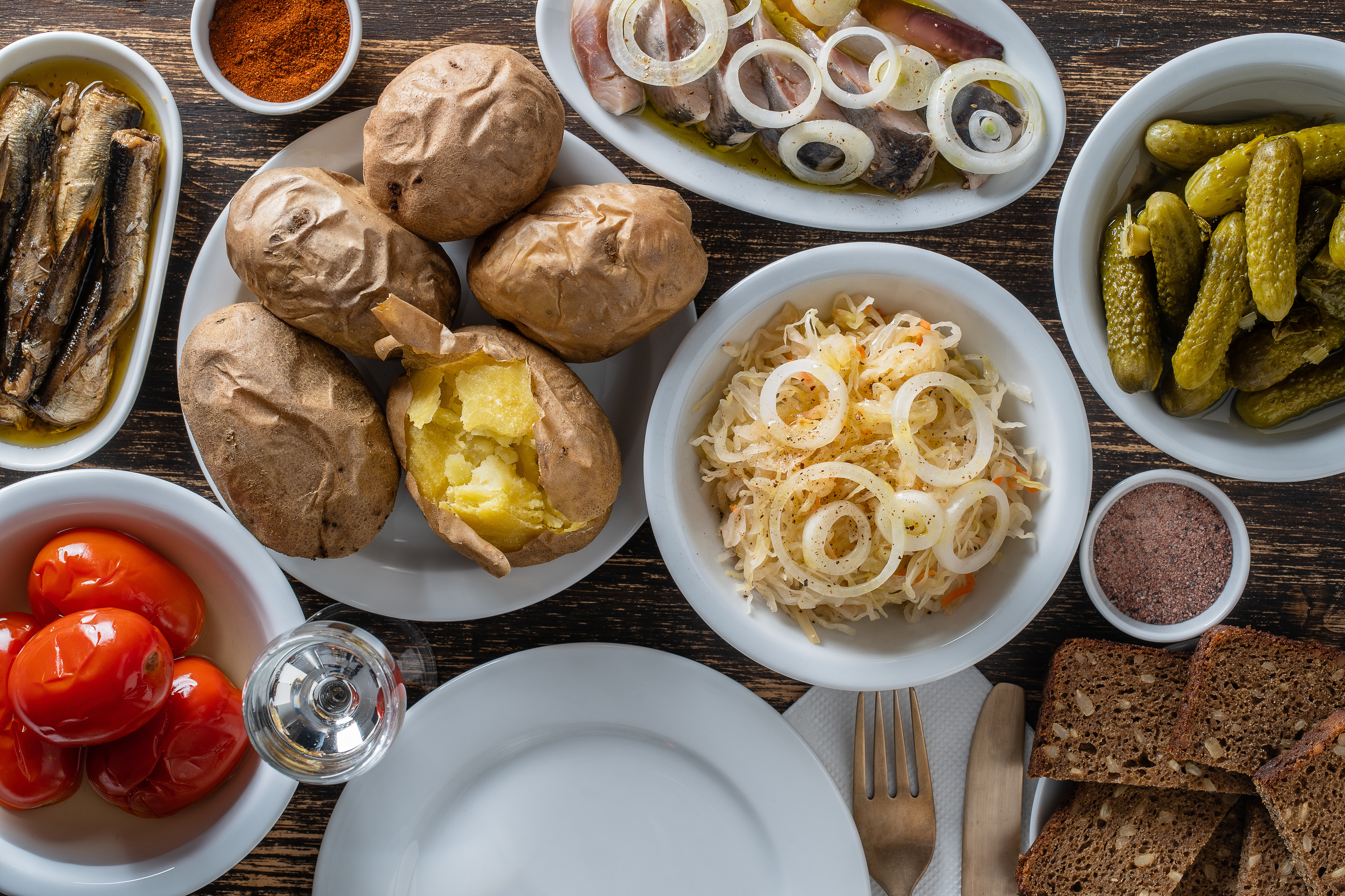 Arranged Food and Objects