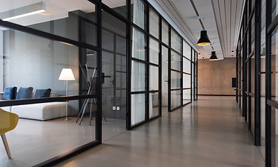 Modern office hallway