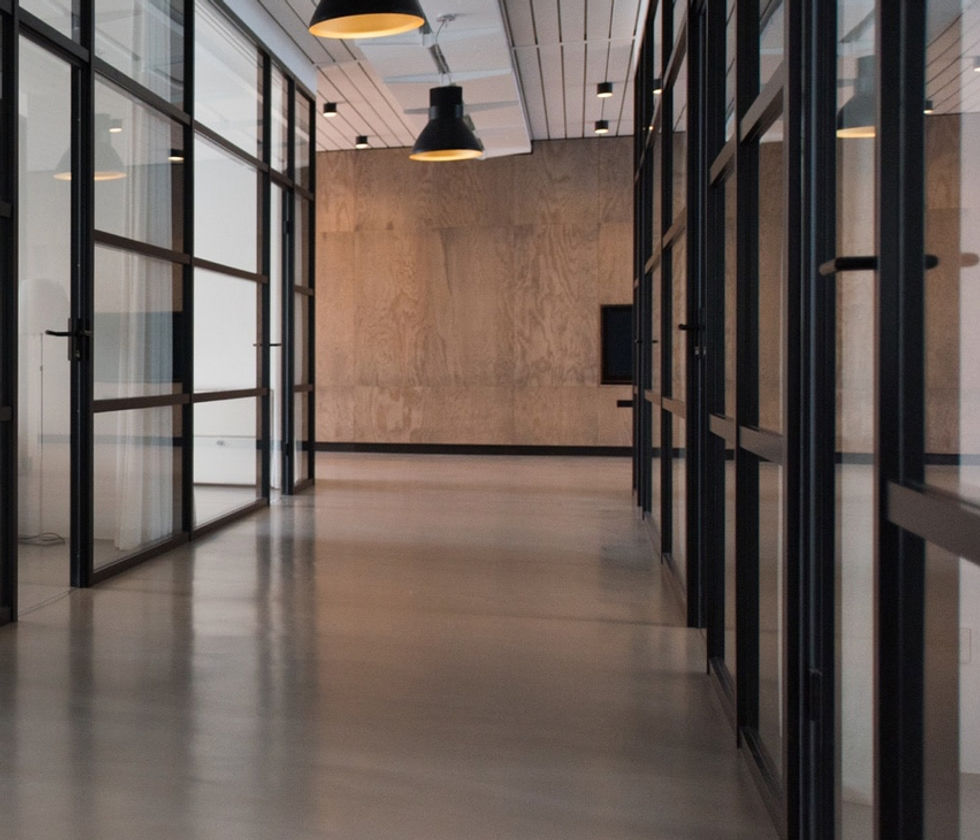 Modern office hallway