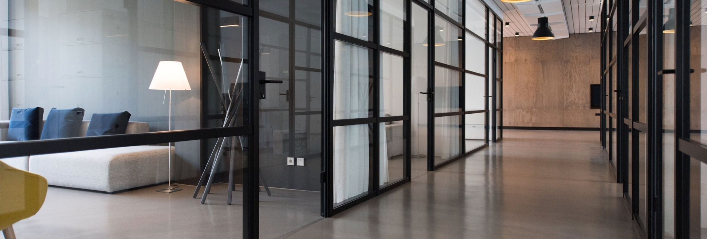 Modern office hallway