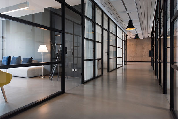 Modern office hallway