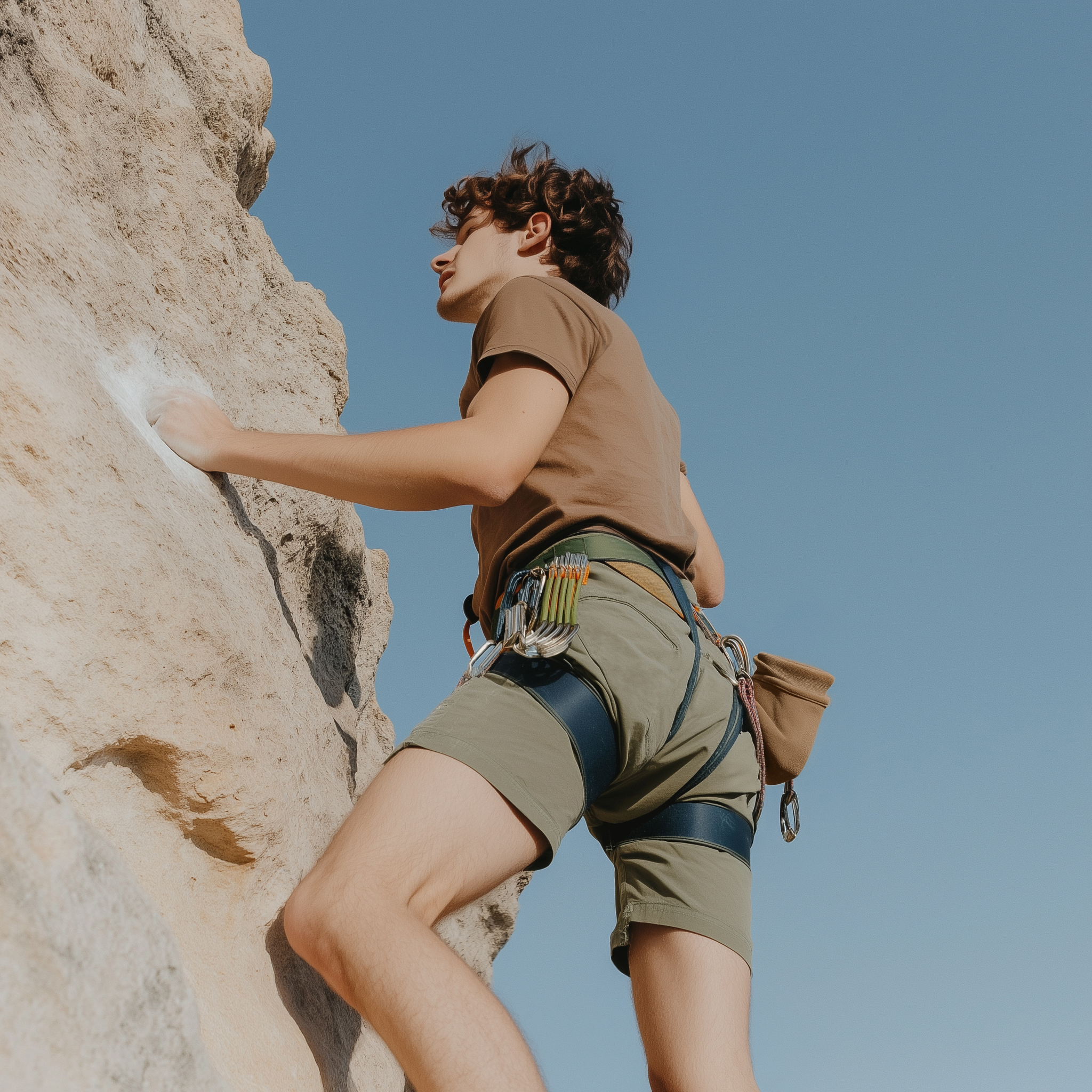 Rock Climber in Action
