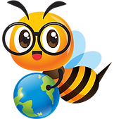 Cartoon Bee Holding Globe