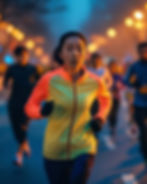 Woman Running at Night