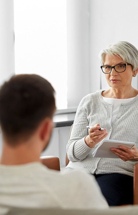 Therapist and client comminicating