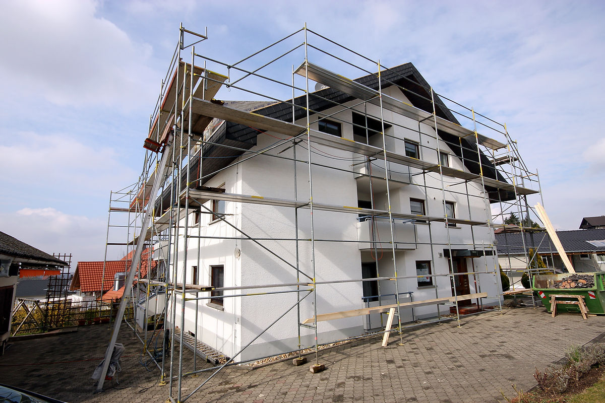 House exterior with scaffolding