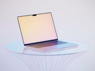 open lap taop on a glass table