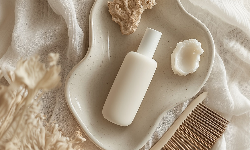 Minimalist skincare flatlay