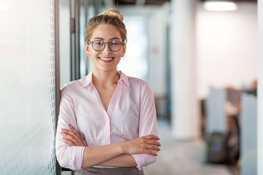 Business person smiling