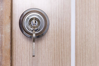 Knob locks with keys on the door