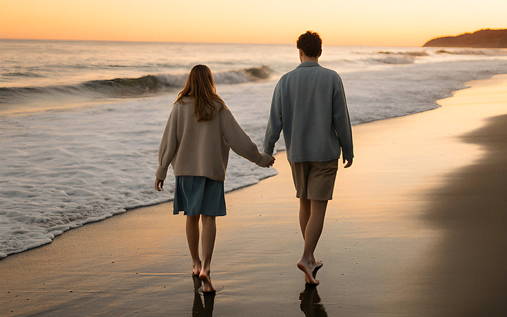 Couple Walking Beach