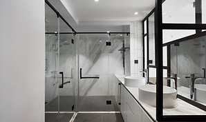 modern bathroom interior with shower area and sink