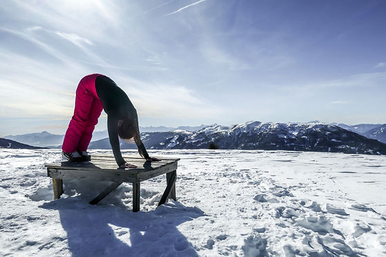 Stretching in the snow