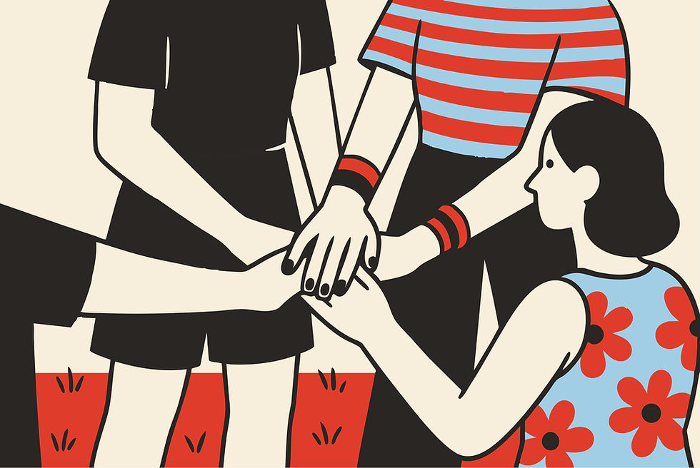 Lavoro di squadra, mani unite