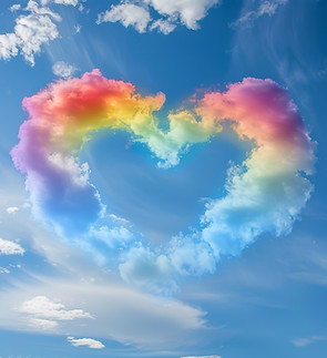 Rainbow Heart Clouds