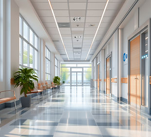 Modern hospital hallway