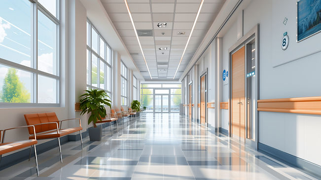 Modern hospital hallway