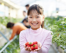 いちごを持つ少女