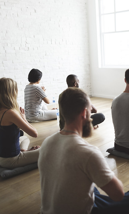Yoga class meditation session