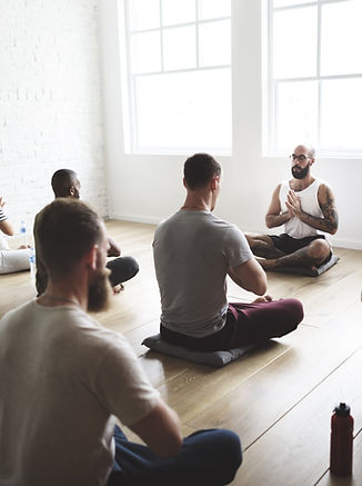 Yoga class meditation session