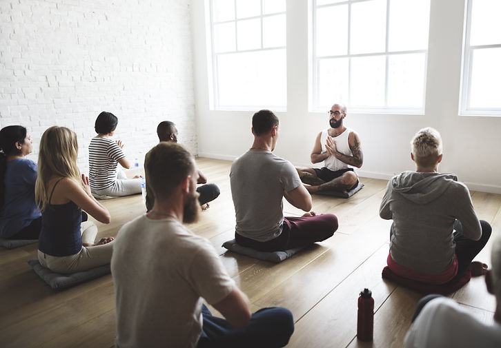 Yoga class meditation session