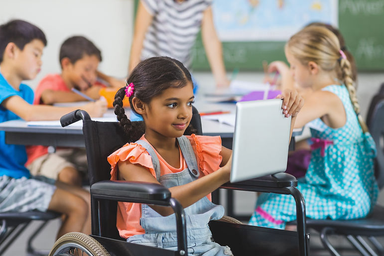 Schoolgirl Using Tablet