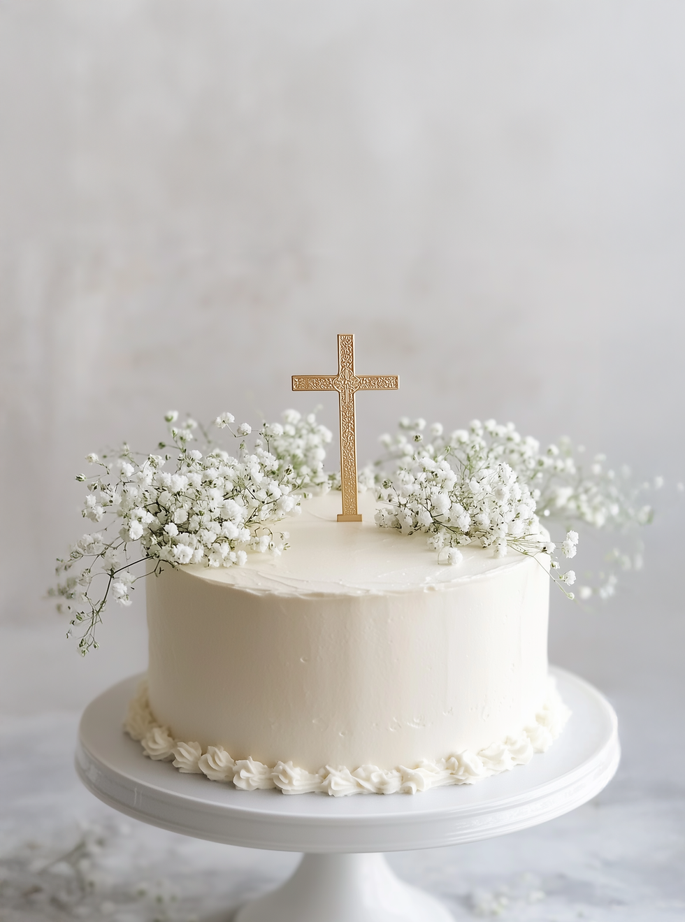 White Baptism Cake