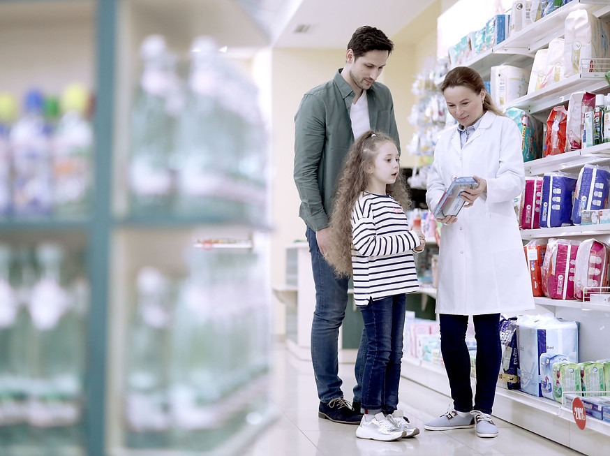 Family in pharmacy
