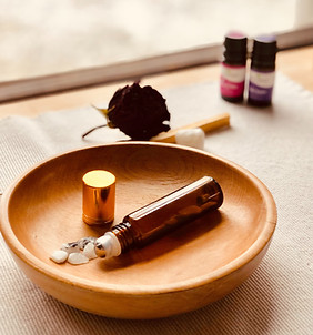 Beauty Products on Wooden Bowl