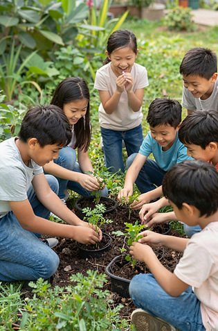 Children Gardening Together