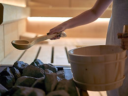 Sauna with Wooden Bucket