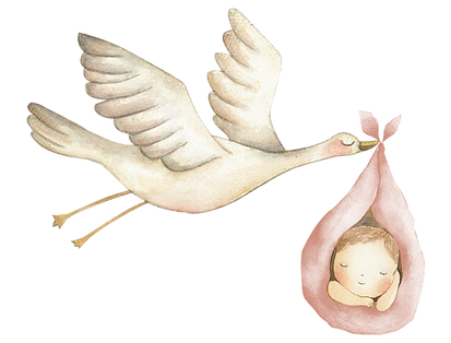 Storch mit Baby
