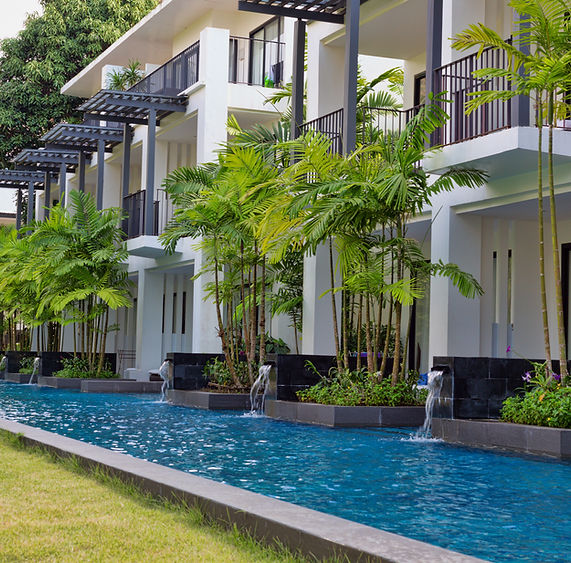 Poolside hotel room