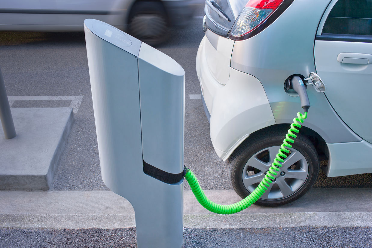 Electric car charging at public station