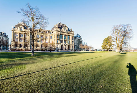 University building with park