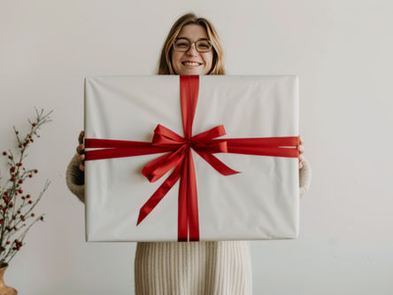 Happy single person during the holidays