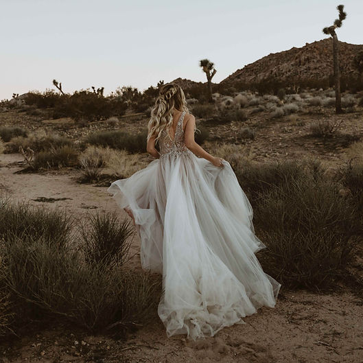 Bride Running in Desert