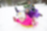 Niños felices en trineo en la nieve