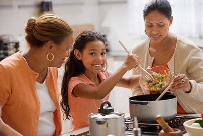 Mother and Daughters Cooking