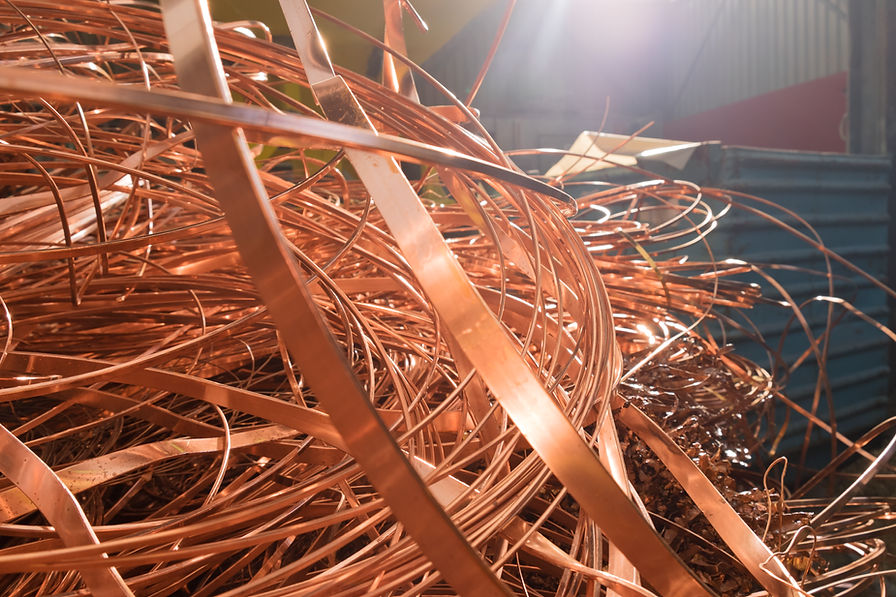 Piles of shiny copper wires intertwined
