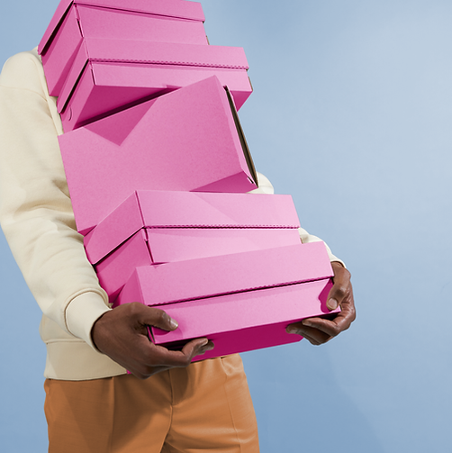 Carrying Pink Boxes