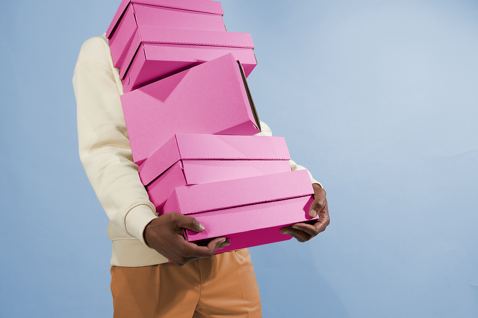 Carrying Pink Boxes